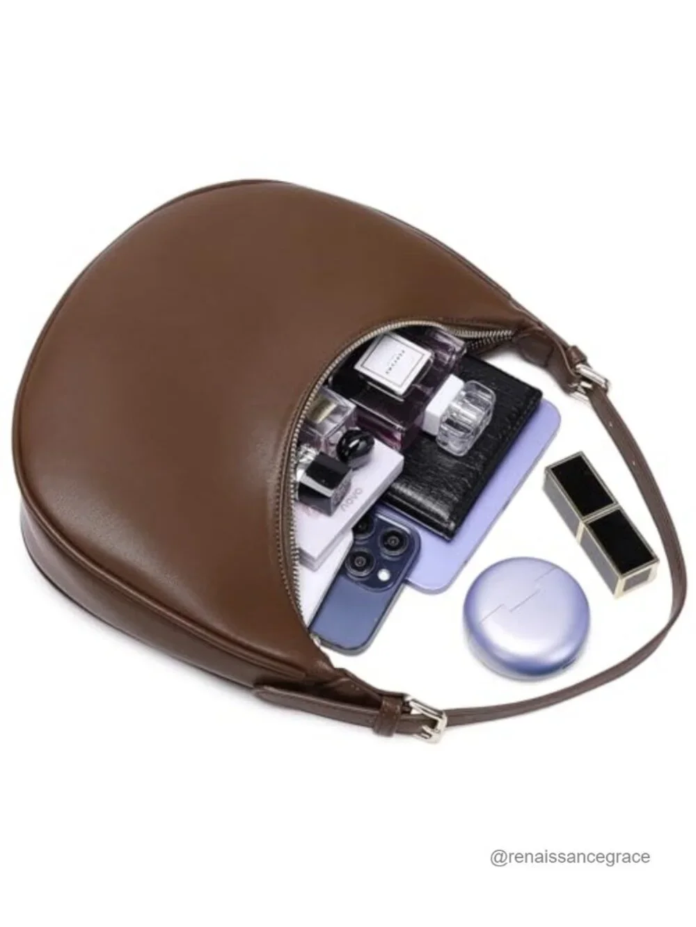 Faux Leather Crescent Hobo Crossbody Bag Women Trendy Purse Shoulder Handbag